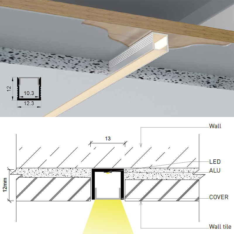 Mini Recessed Strip Lighting Channel For 10mm LED Tape Mini Recessed Strip Lighting Channel For 10mm LED Tape